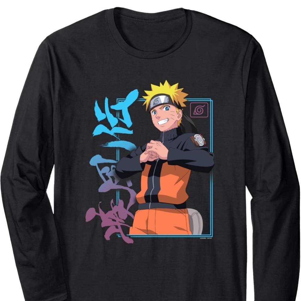 Anime Graphic Black Long Sleeve Shirt